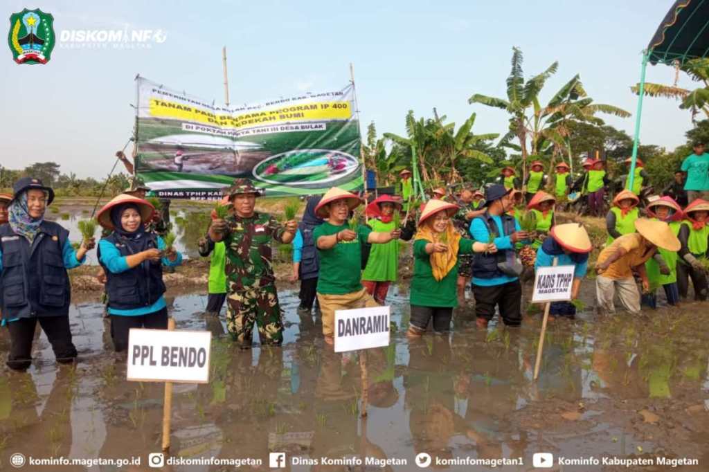 Dongkrak Produksi Pangan, Koramil 0804/13 Bendo Bantu Petani Terapkan Pola Tanam Padi IP 400 – Dinas Komunikasi dan Informatika Kab. Magetan