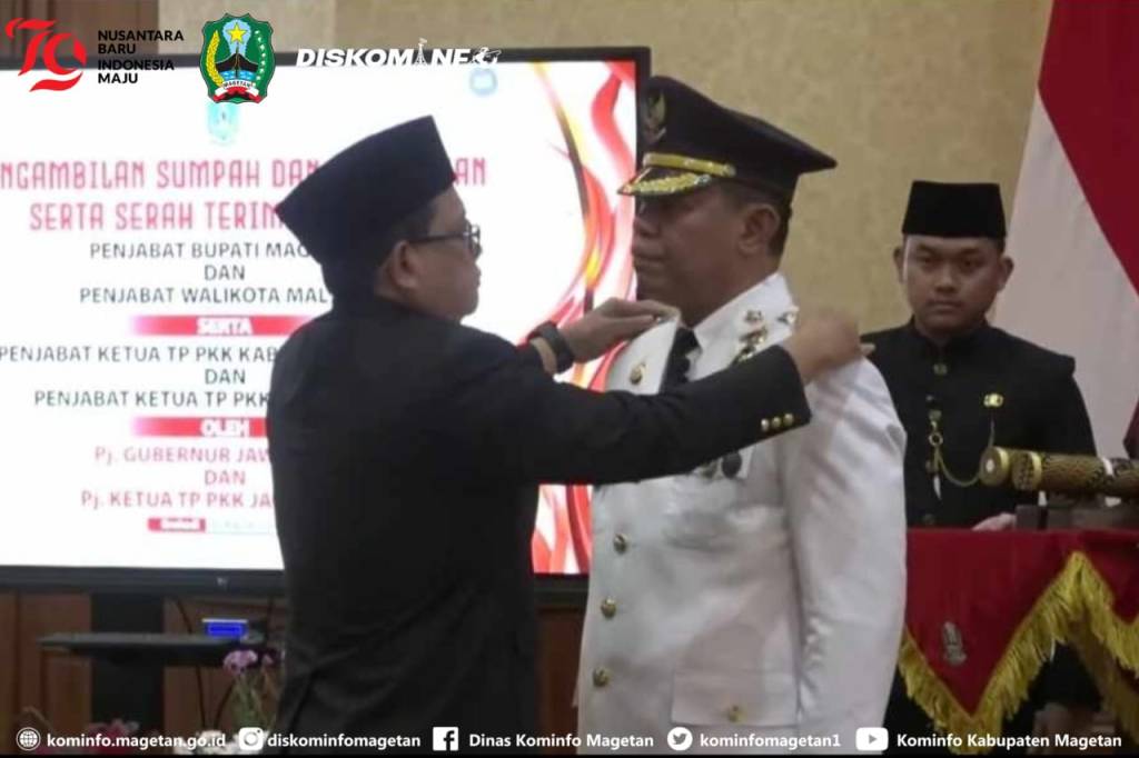 Resmi Dilantik oleh Pj Gubernur Jawa Timur, Nizhamul Menggantikan Hergunadi Sebagai Pj. Bupati Magetan.