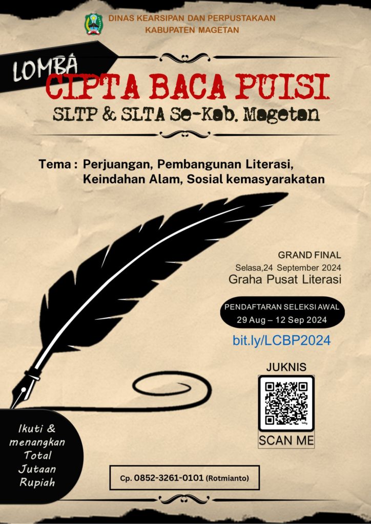 Pengumuman Lomba Cipta Baca Puisi 2024 – Dinas Kearsipan dan Perpustakaan Kabupaten&nbsp;Magetan