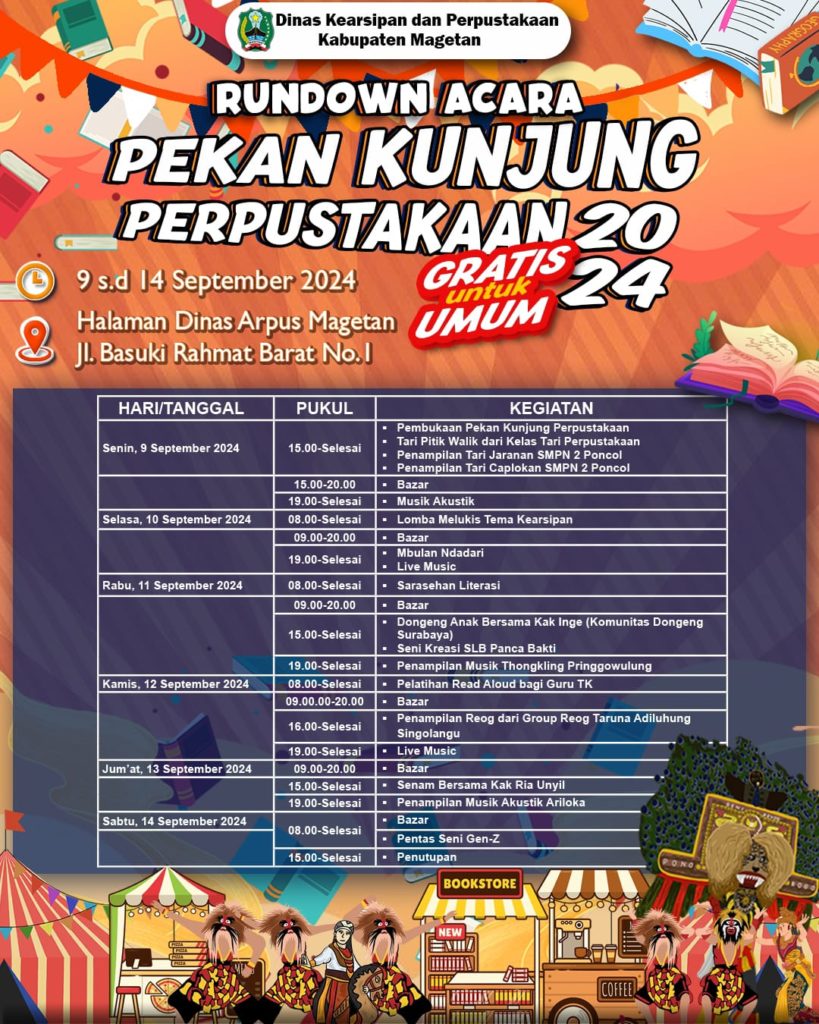 Opening! Pekan Kunjung Perpustakaan 2024 di Kabupaten Magetan – Dinas Kearsipan dan Perpustakaan Kabupaten Magetan
